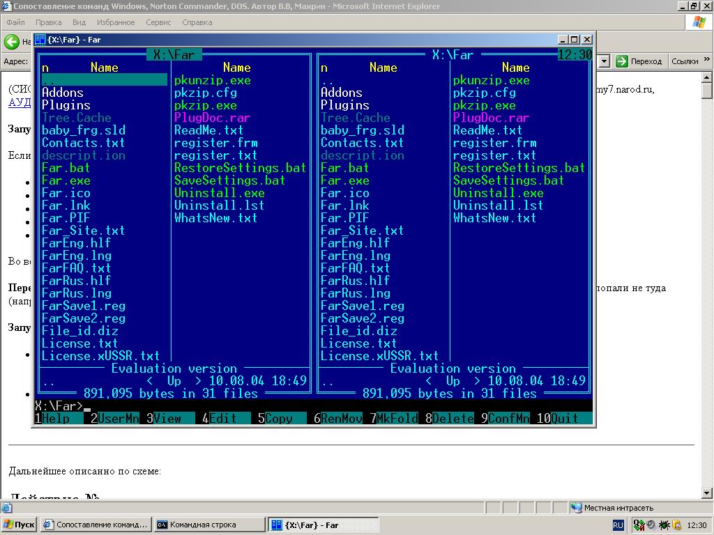 Сопоставление команд Windows (DOS), Linux (bash), Norton Commander -  Midnight Commander. Автор В.В, Махрин